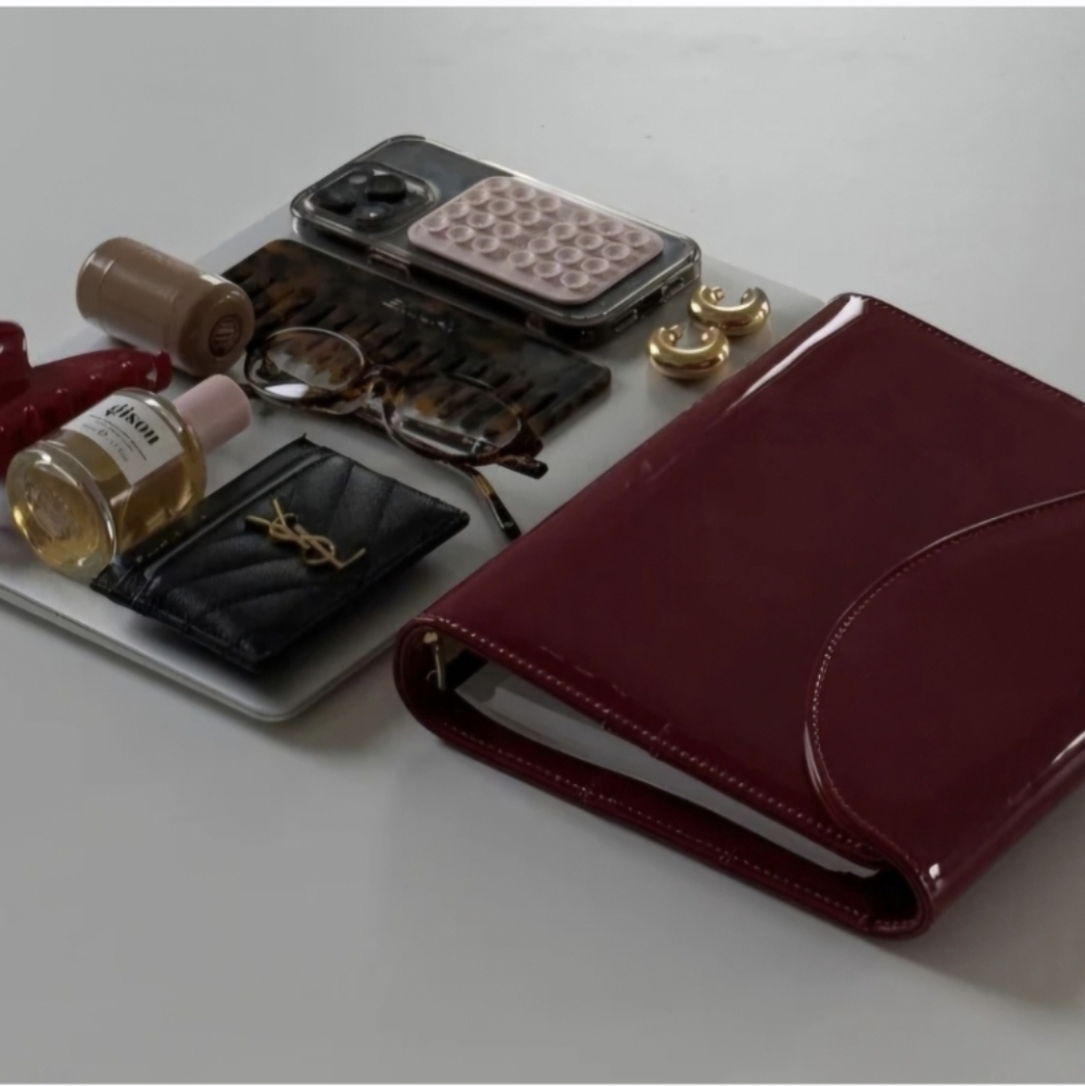 Cherry Red Patent Leather Planner